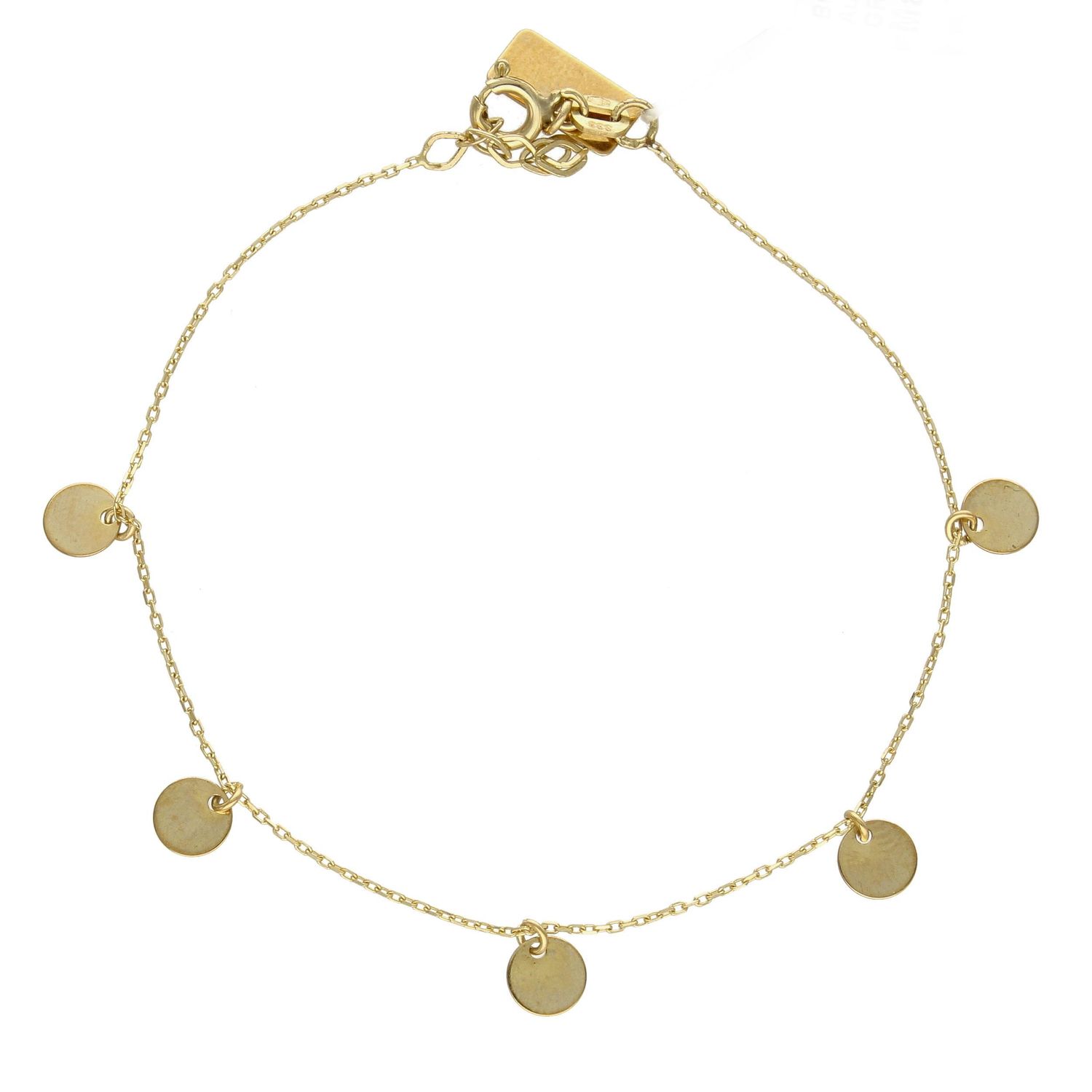 Złota bransoletka 333 okrągłe płaskie blaszki BR 4243.jpg